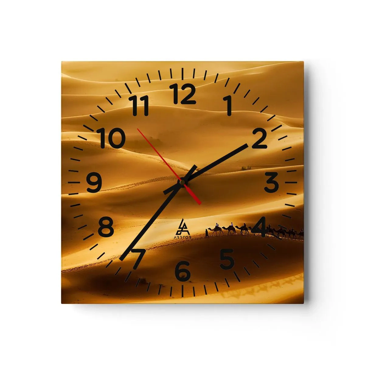 Ceas de perete - Ceas pe sticlă - Caravana pe valurile deșertului - 40x40 cm