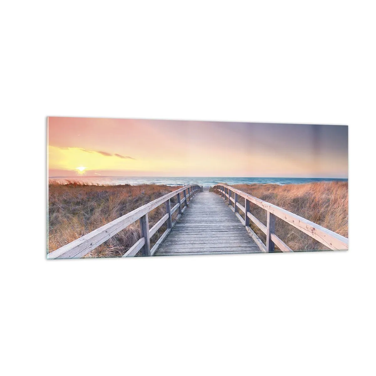 Tablou pe sticlă - Aurora baltică de seară - 100x40 cm