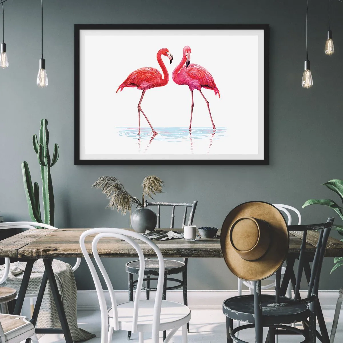 Poster în ramă neagră - Pink randez-vous - 70x50 cm
