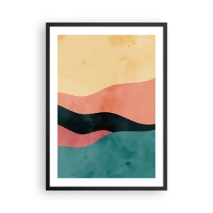 Poster în ramă neagră - Valuri abstracte colorate în nuanțe pastelate - 50x70cm - Neconformitate compatibilă - Decorațiune modernă pentru perete pentru living și dormitor ARTTOR