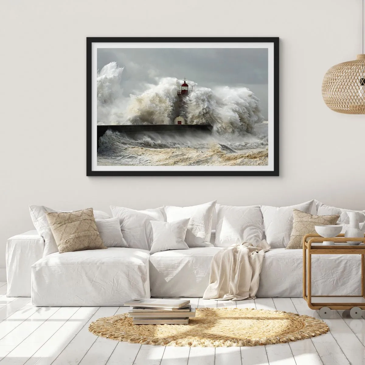 Poster în ramă neagră - Mânia oceanului - 91x61 cm