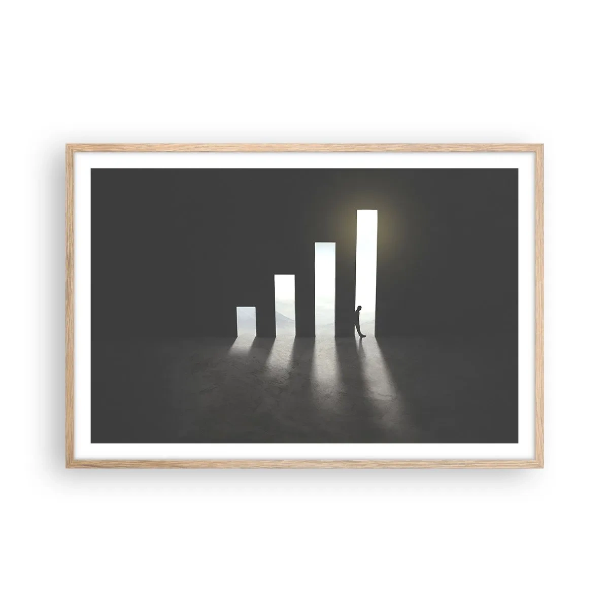 Poster în ramă de stejar deschis - Succesul - o impresie - 91x61 cm