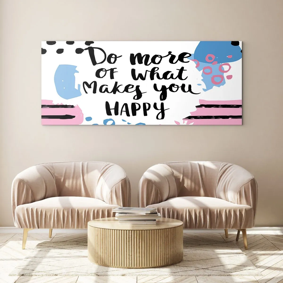 Tablou pe sticlă - Cum să fii fericit - 100x40 cm