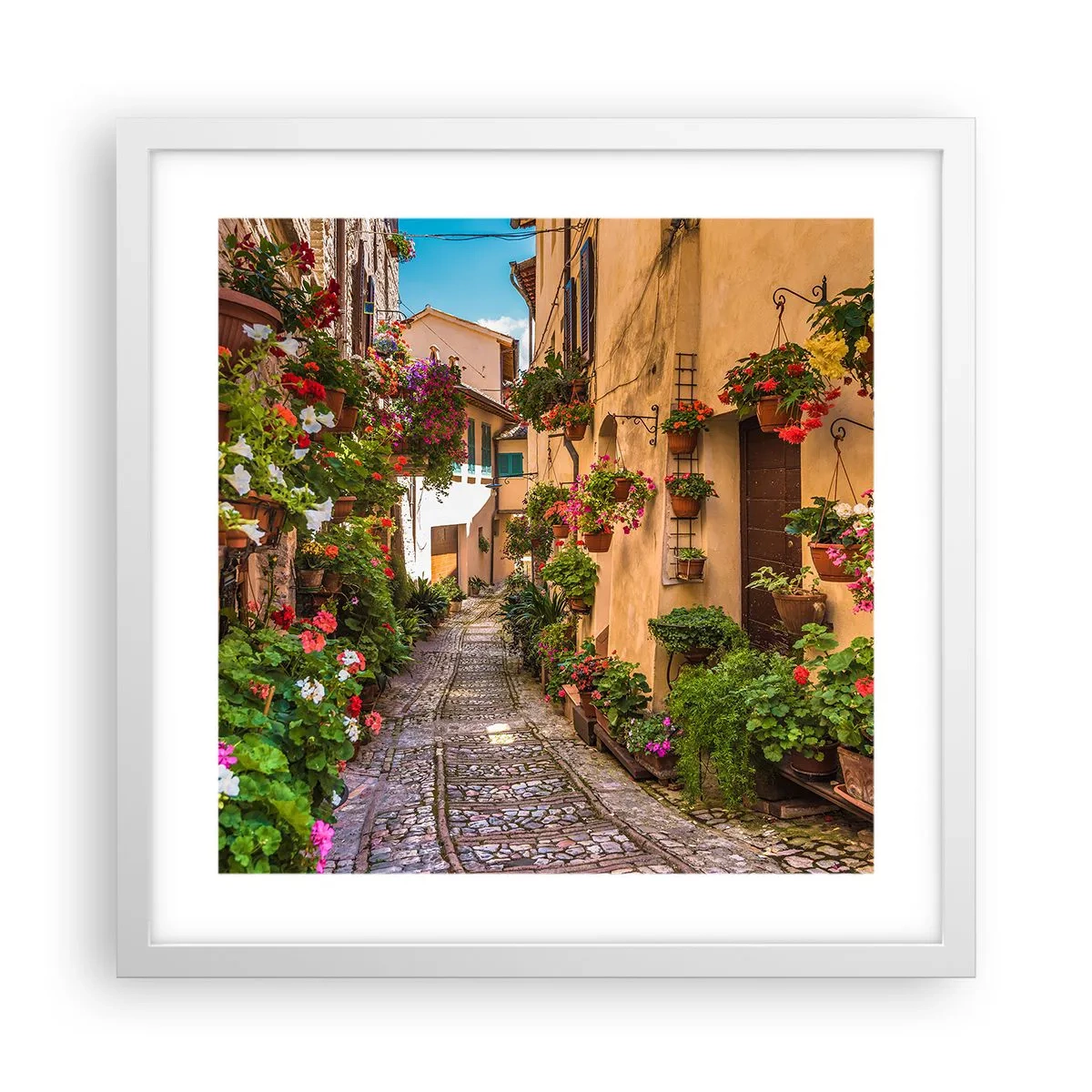 Poster în ramă albă - Străduță italiană - 40x40 cm