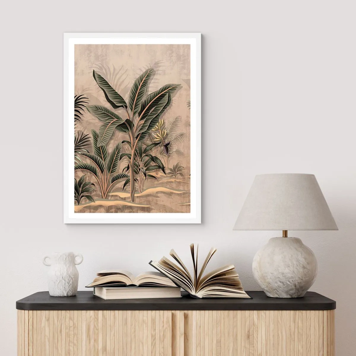 Poster în ramă albă - Gravură în stil colonial - 70x100 cm