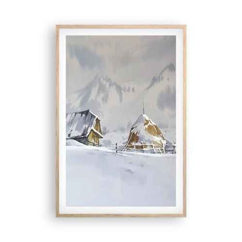 Poster în ramă de stejar deschis - Într-o vale înzăpezită - 61x91 cm