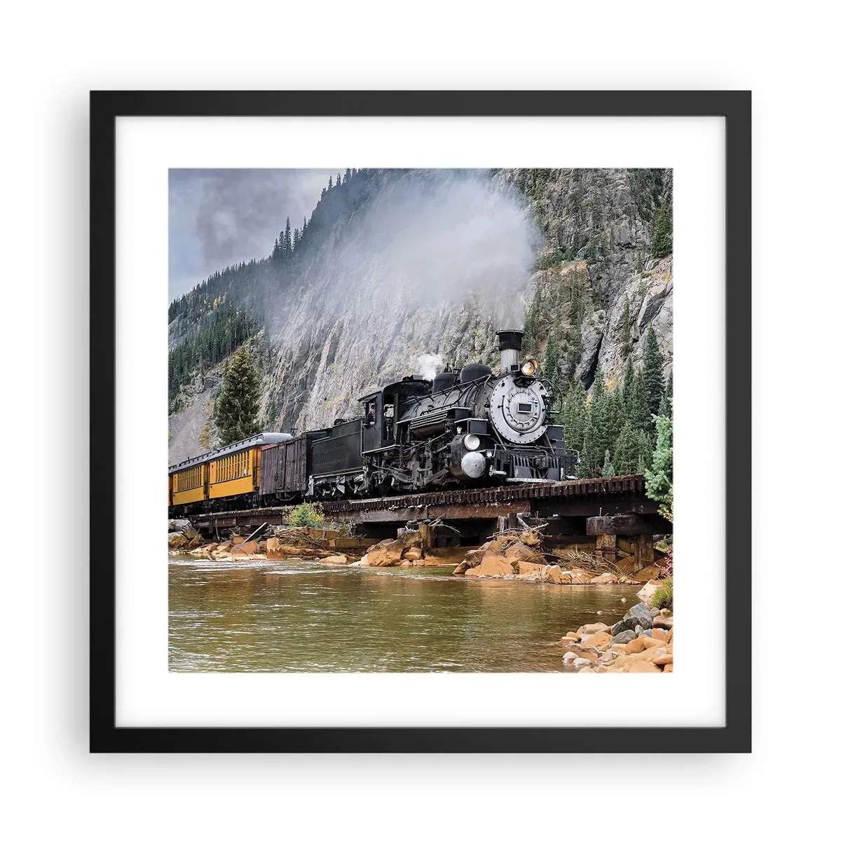 Poster în ramă neagră - Și încotro? Unde? - 40x40 cm