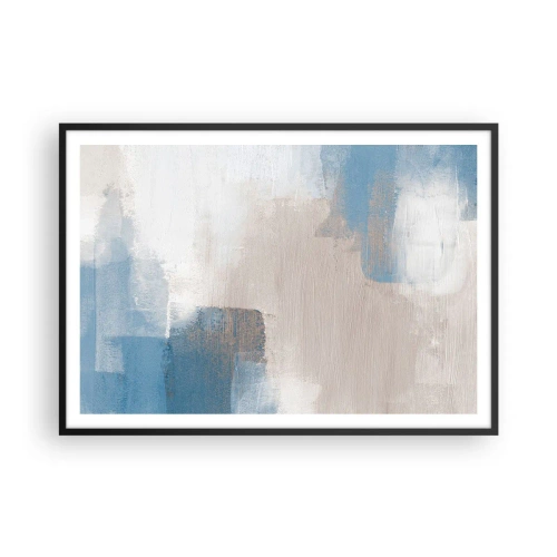 Poster în ramă neagră - Abstracție roz în spatele unui voal de albastru - 100x70 cm
