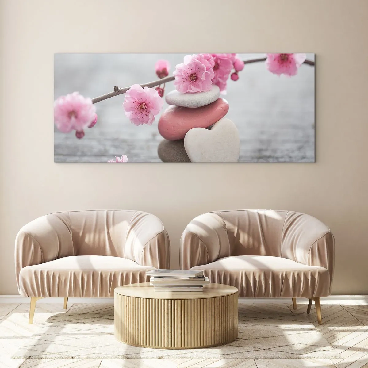 Tablou pe sticlă - Fericirea florilor de cireș - 100x40 cm