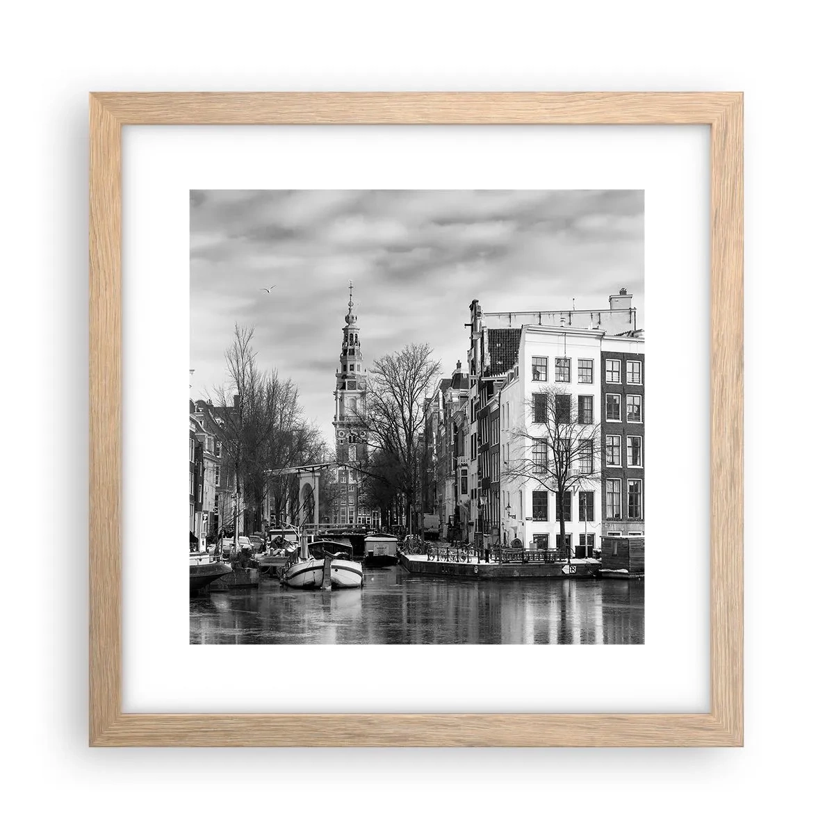 Poster în ramă de stejar deschis - Amsterdam vibes - 30x30 cm