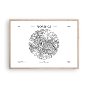 Poster în ramă de stejar deschis - Anatomia Florenței - 100x70 cm