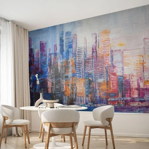 Tapet Premium Sand - O metropolă veselă - Oraș, Arhitectură, Zgârie-nori - 450x315 cm