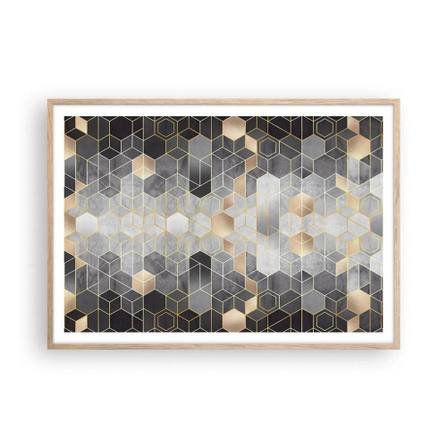 Poster în ramă de stejar deschis - Compoziție diamantată - 100x70 cm