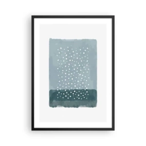 Poster în ramă neagră - O compoziție abstractă cu puncte albe pe fundal albastru. - 50x70cm - Crescute pe albastru - Decorațiune modernă pentru perete pentru living și dormitor ARTTOR