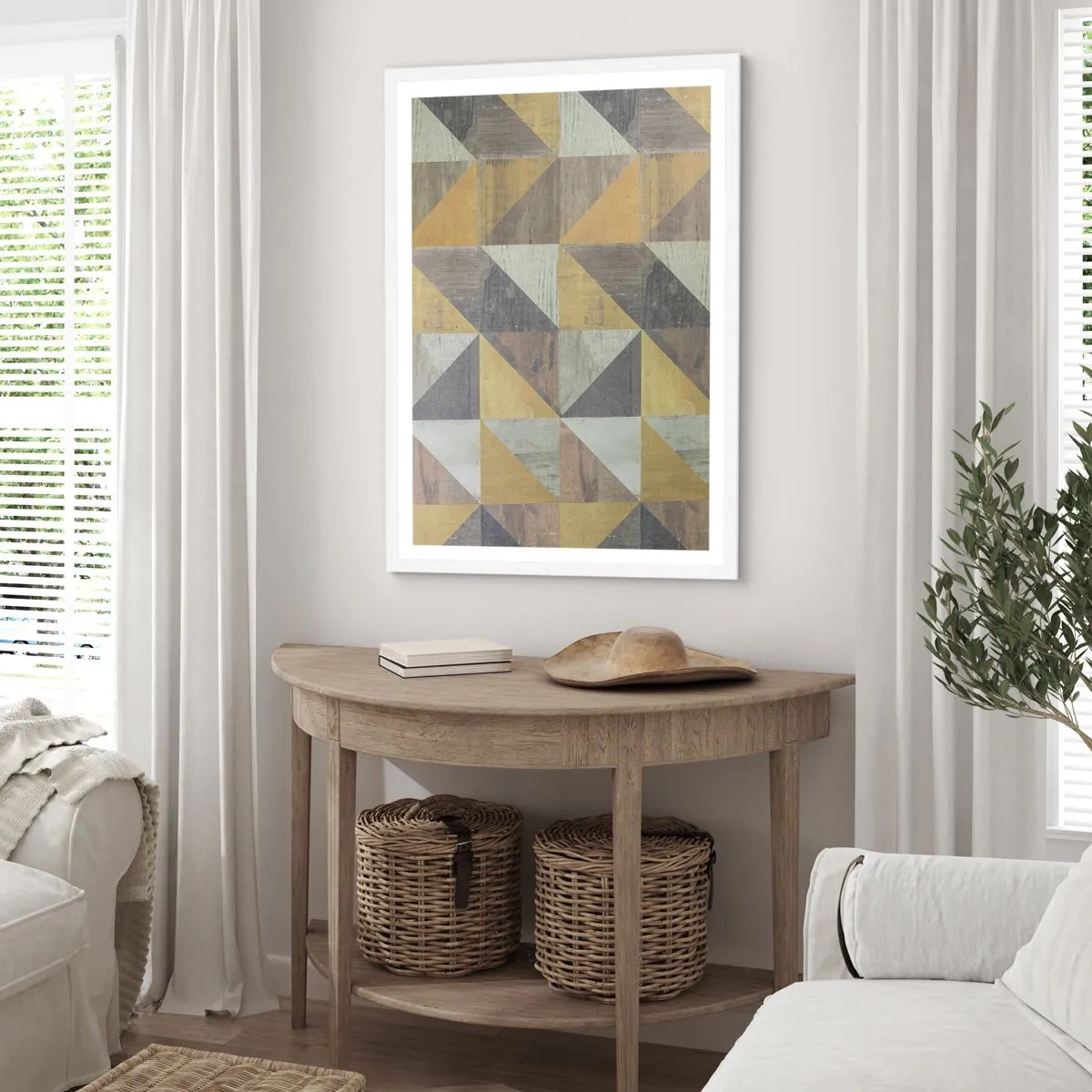 Poster în ramă albă - La unghiul triunghiului - 70x100 cm
