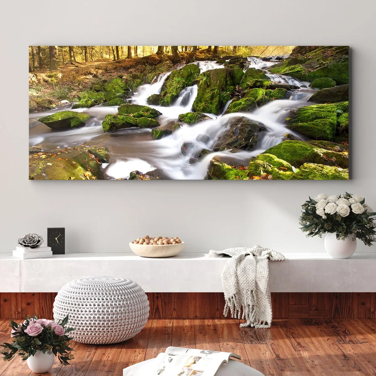 Tablou pe pânză - Repede prin pădure de toamnă - 100x40 cm
