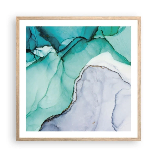 Poster în ramă de stejar deschis - Studiu în turcoaz - 60x60 cm