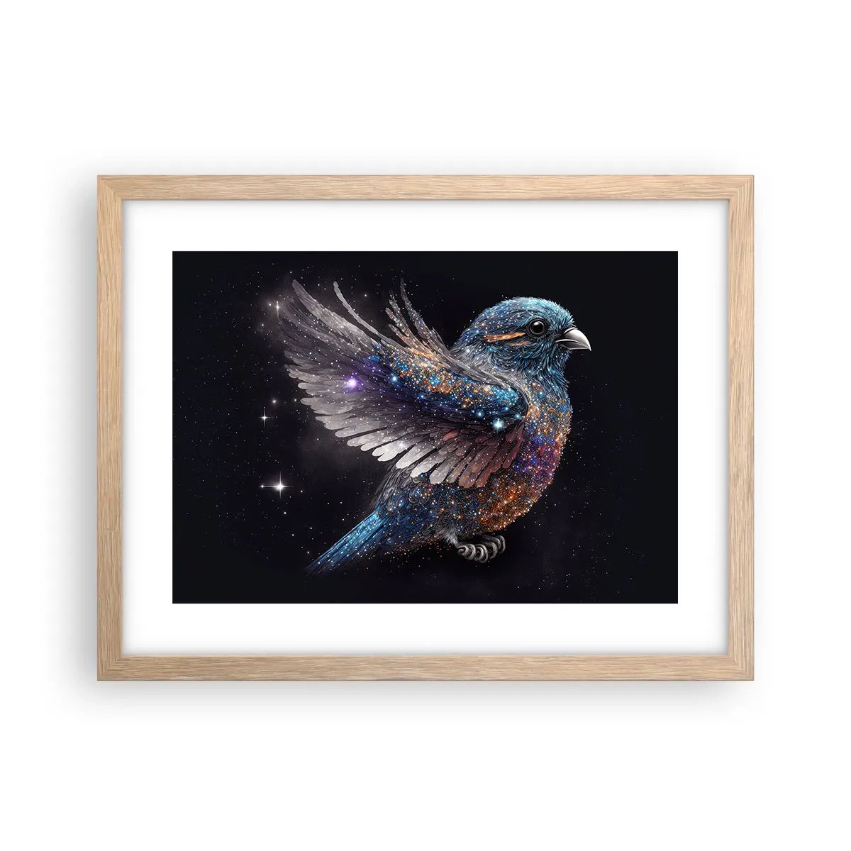 Poster în ramă de stejar deschis - Vrăbiuța de diamant - 40x30 cm