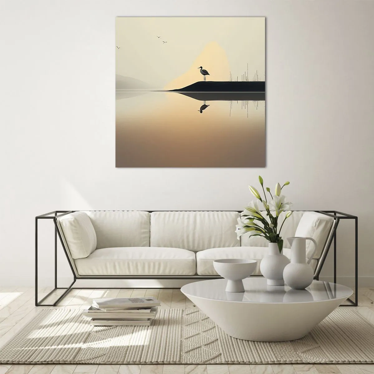 Tablou pe sticlă - Domn pe lac - 40x40 cm