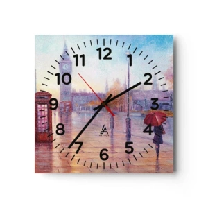 Ceas de perete - Ceas pe sticlă - O zi de toamnă londoneză - 40x40 cm