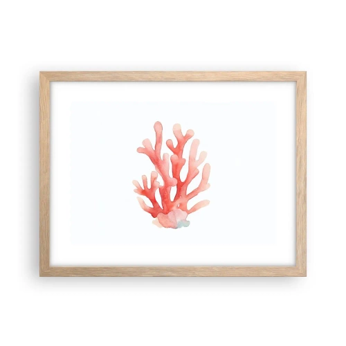 Poster în ramă de stejar deschis - Culoare de coral - 40x30 cm