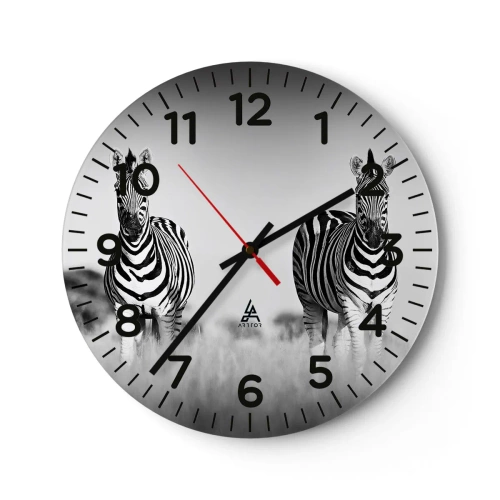 Ceas de perete - Ceas pe sticlă - Și totuși lumea e albă și neagră - 30x30 cm