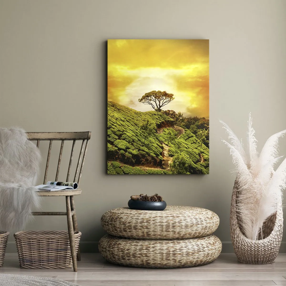 Tablou pe pânză - O cărare sinuoasă, o pantă verde - 50x70 cm