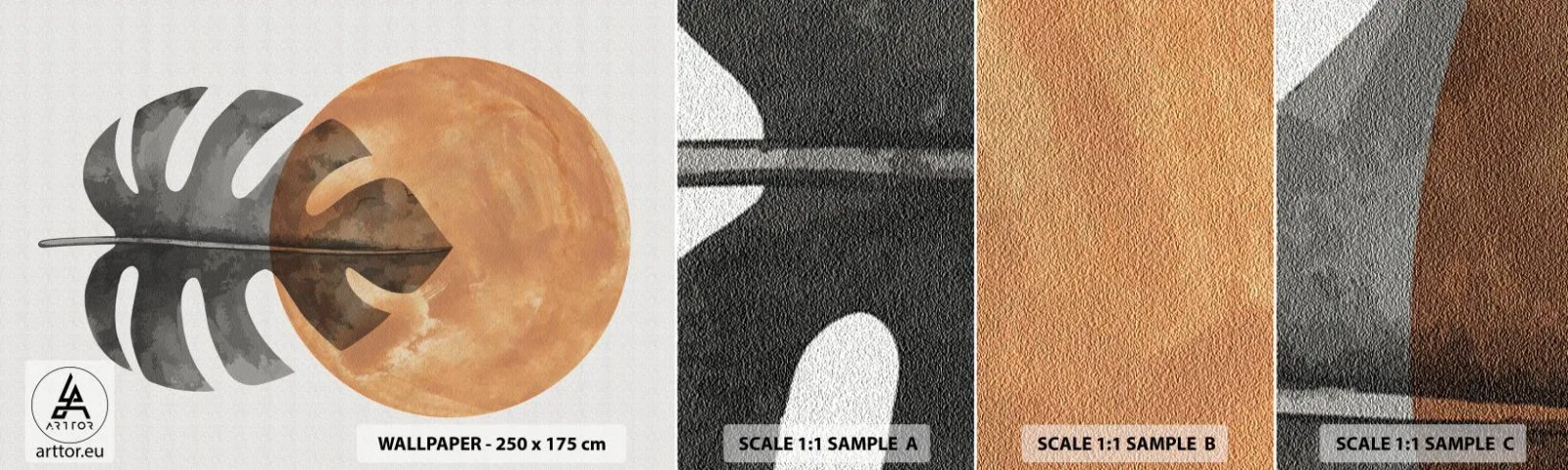 Mostră tapet autocolant Deluxe Sticker - Doar soarele - Frunze, Soare, Boho - 100x30 cm