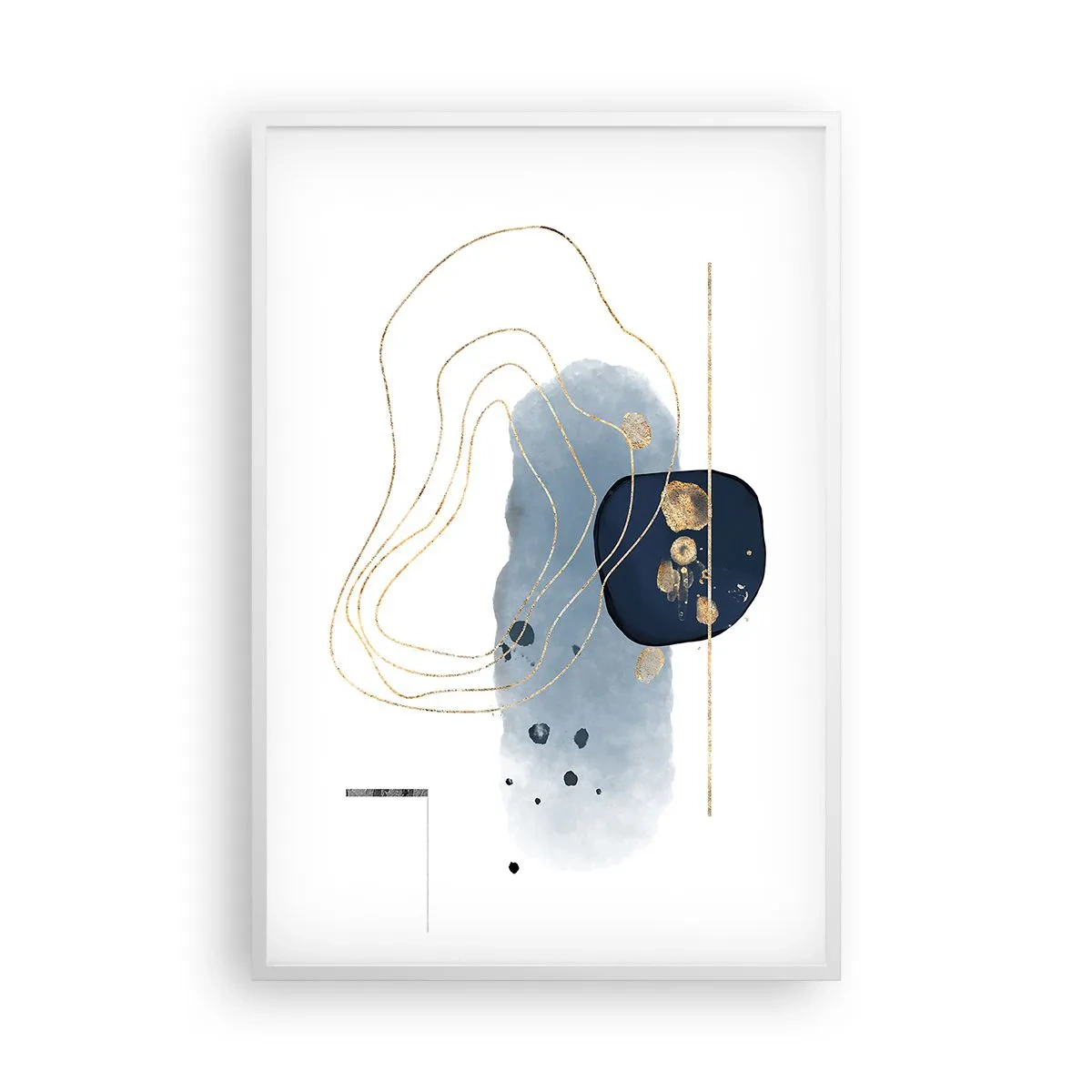 Poster în ramă albă - Fantezie albastru-auriu - 61x91 cm