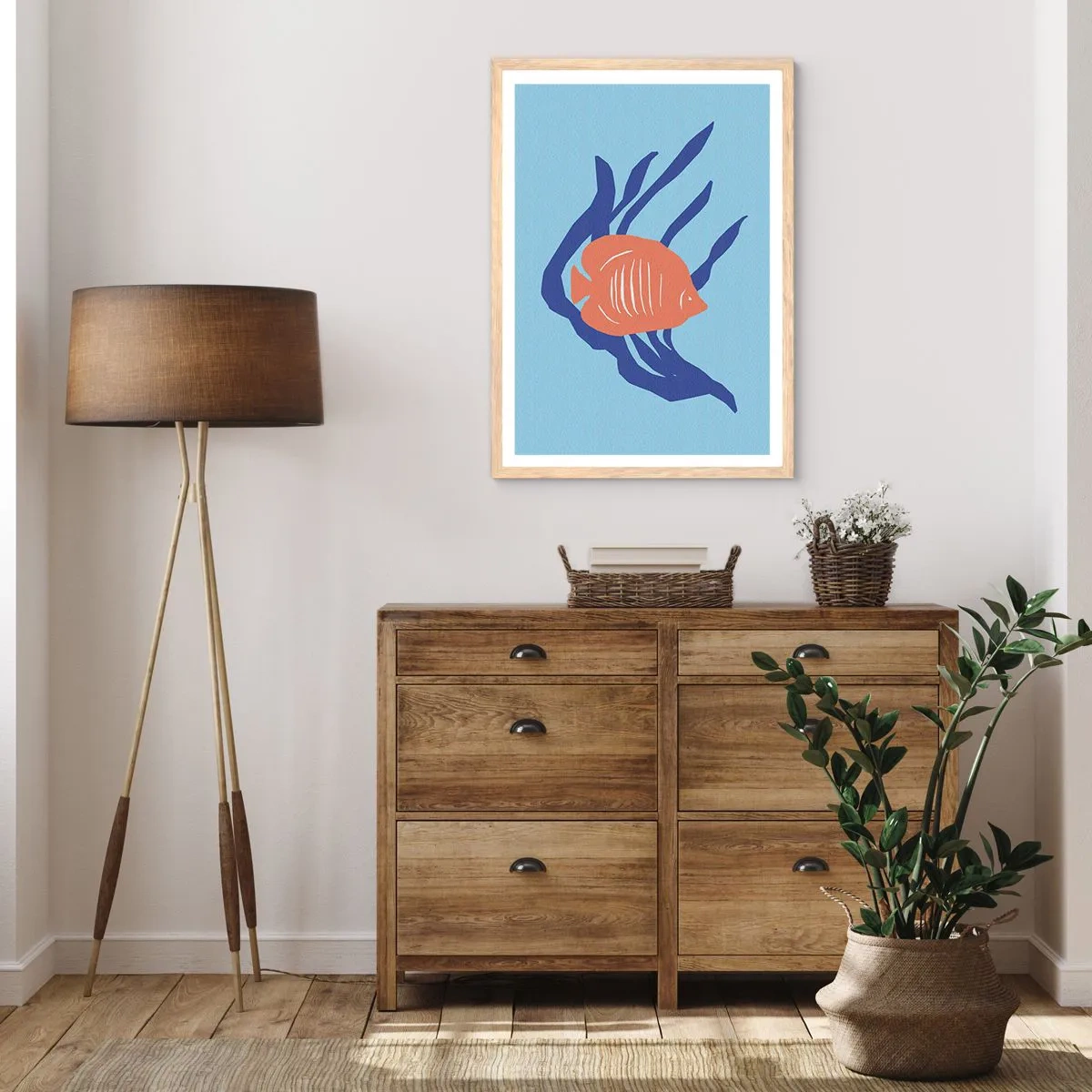 Poster în ramă de stejar deschis - Rezident din apele de corali - 40x50 cm