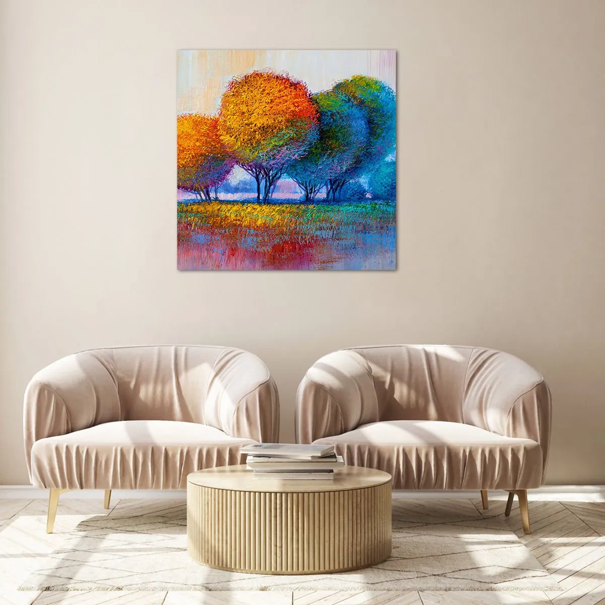 Tablou pe sticlă - Coroanele culorilor - 50x50 cm