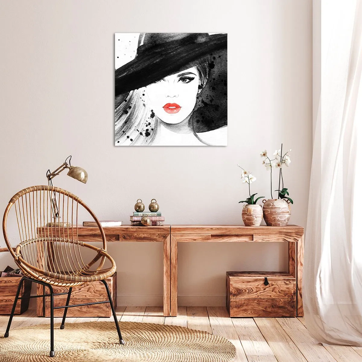 Tablou pe pânză - Doamna în negru - 50x50 cm