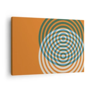 Tablou pe pânză Canvas - Cercuri concentrice pe un fundal portocaliu - 70x50cm - Variație circulară abstractă - Decorațiune modernă pentru perete pentru living și dormitor ARTTOR