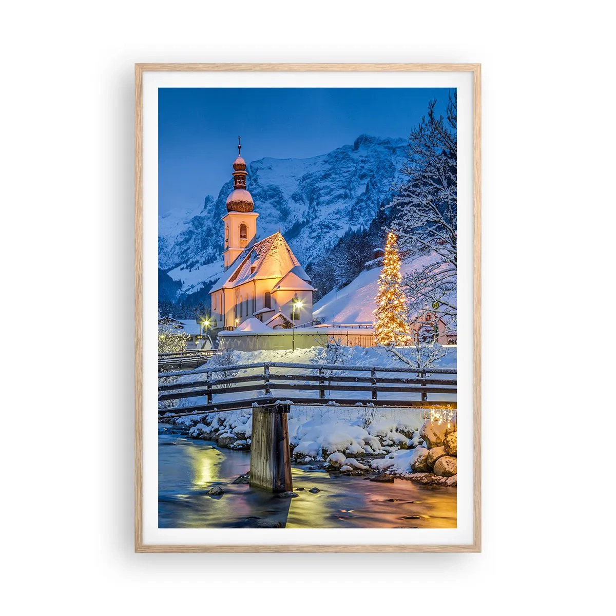 Poster în ramă de stejar deschis - Spiritul Crăciunului - 70x100 cm