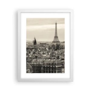 Poster în ramă albă - Deasupra acoperișurilor Parisului - 30x40 cm