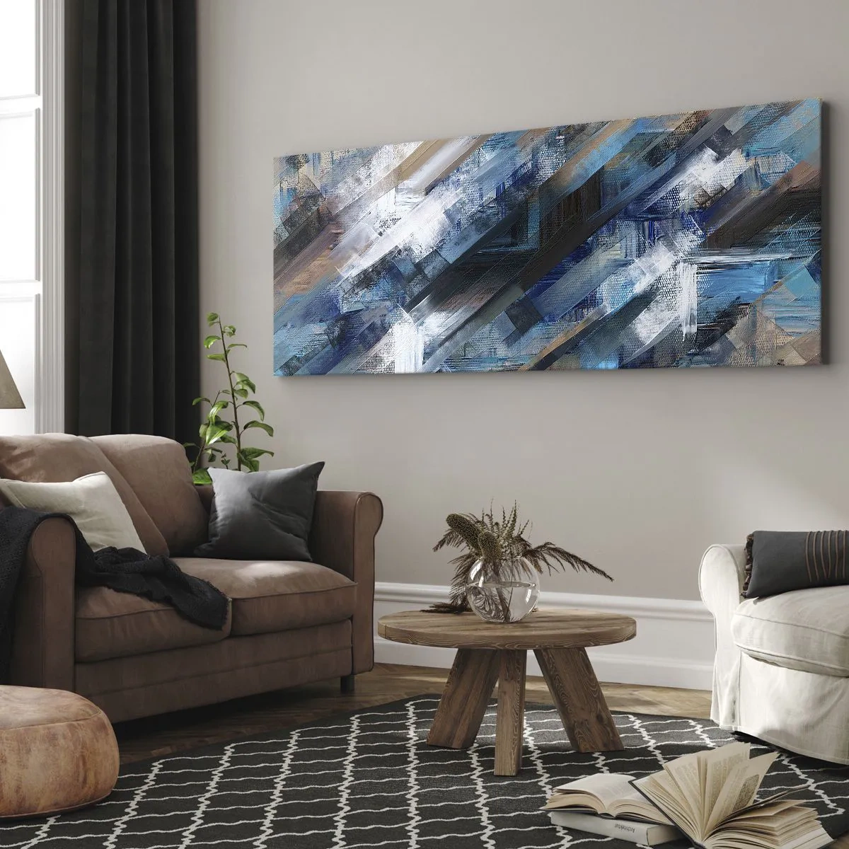 Tablou pe pânză - Pe o pantă albastră - 100x40 cm