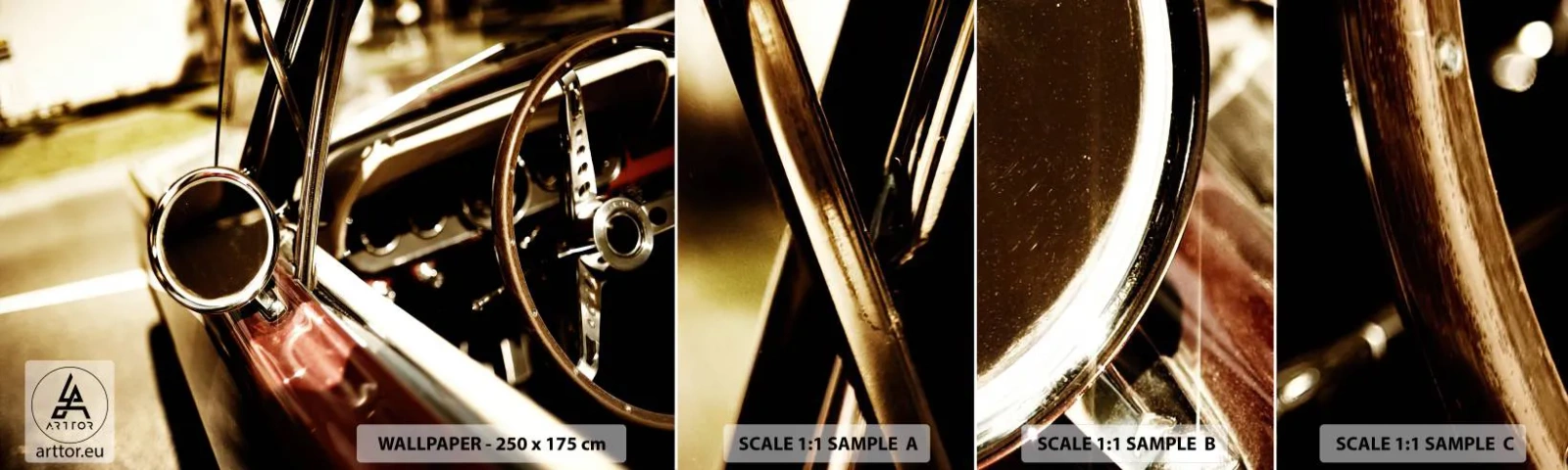 Mostră de Tapet Standard Eco - O mașină cu suflet - Mașină, Clasic, Automobile - 100x30 cm