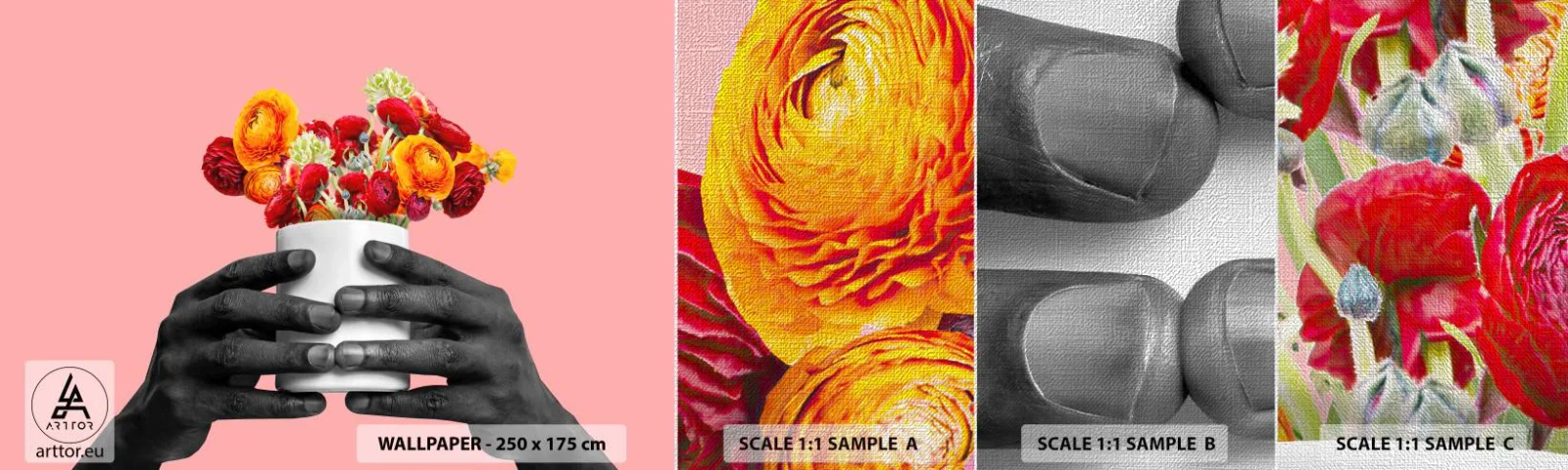 Mostră tapet Premium Canvas - Apoteoza vieții - Abstracția, Bucată, Flori - 100x30 cm