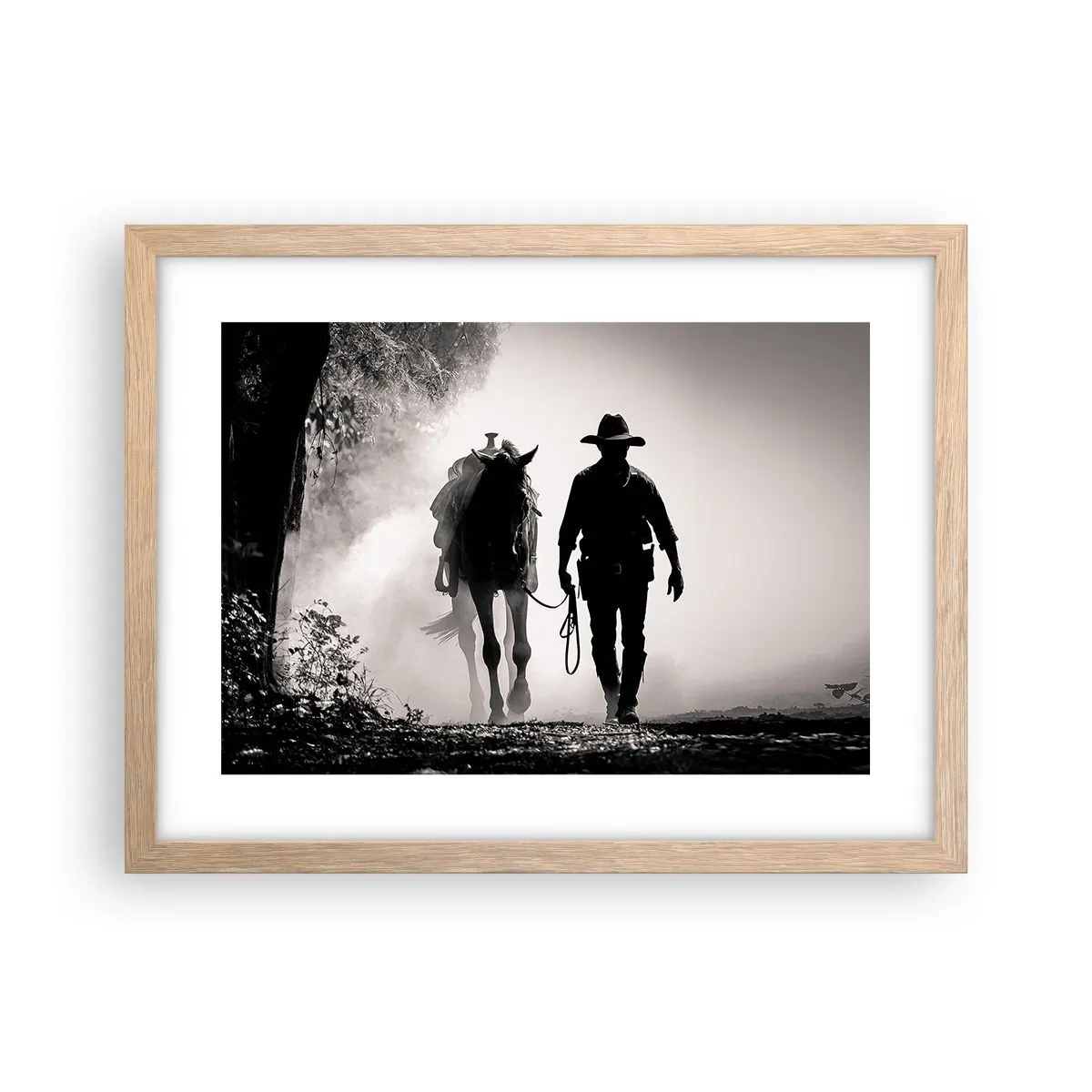 Poster în ramă de stejar deschis - Texas de dimineața - 40x30 cm
