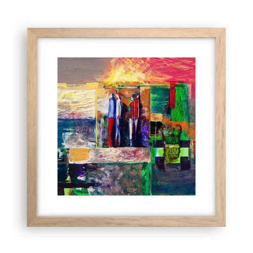 Poster în ramă de stejar deschis - Relații și emoții - 30x30 cm