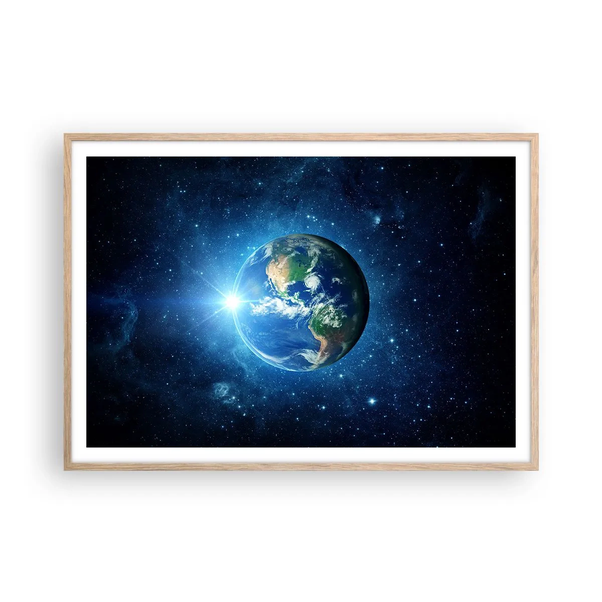 Poster în ramă de stejar deschis - Suntem în ceruri - 100x70 cm