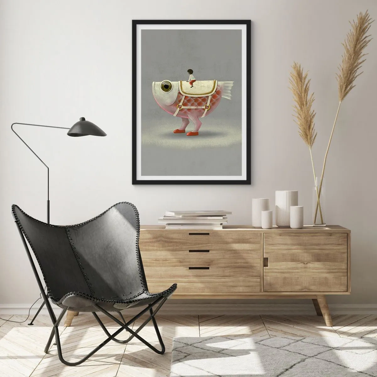 Poster în ramă neagră - Călărețul Pescărel - 40x50 cm