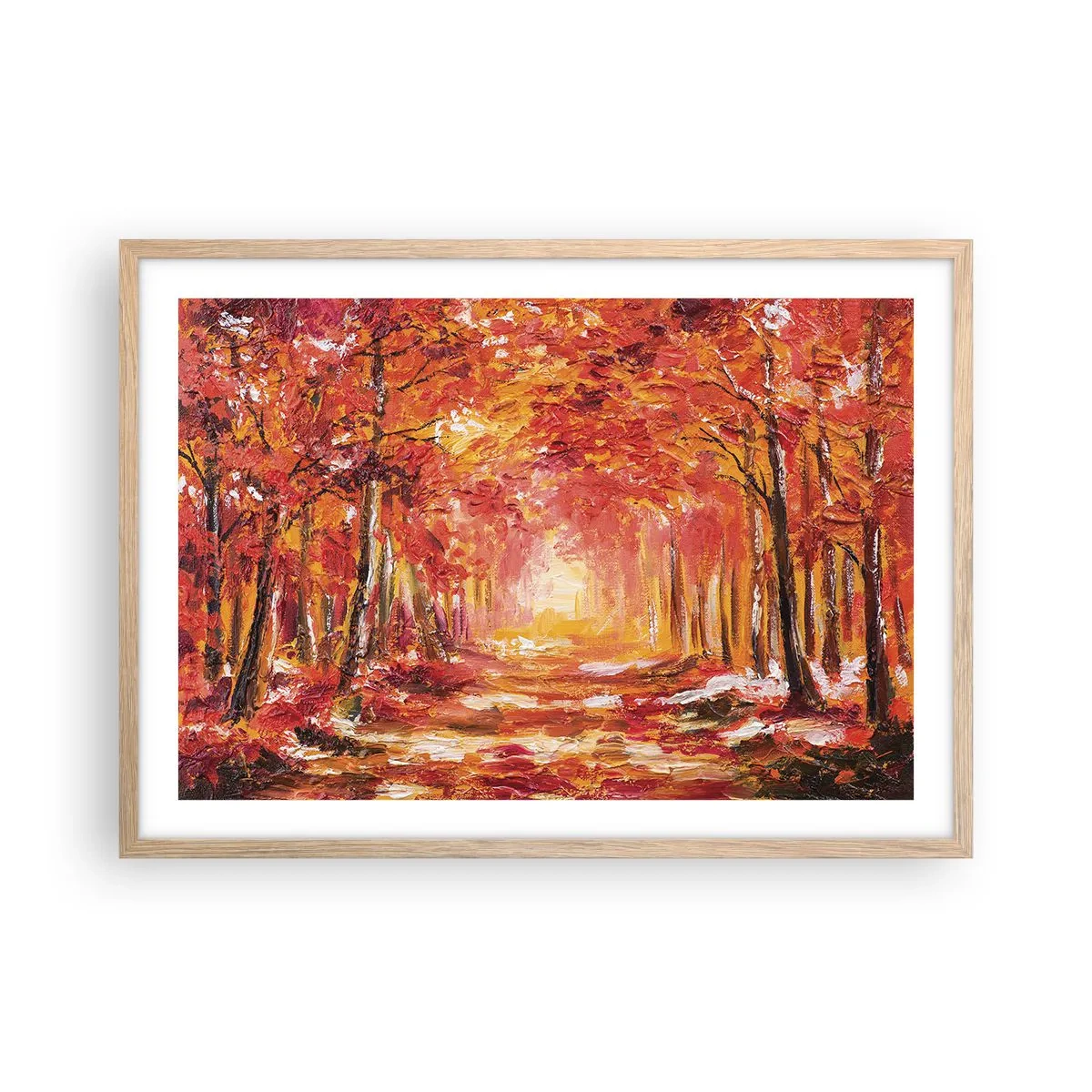 Poster în ramă de stejar deschis - Pădurea de cupru - 70x50 cm
