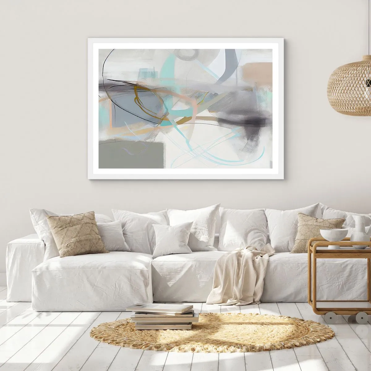 Poster în ramă albă - Abstracție cețoasă - 100x70 cm