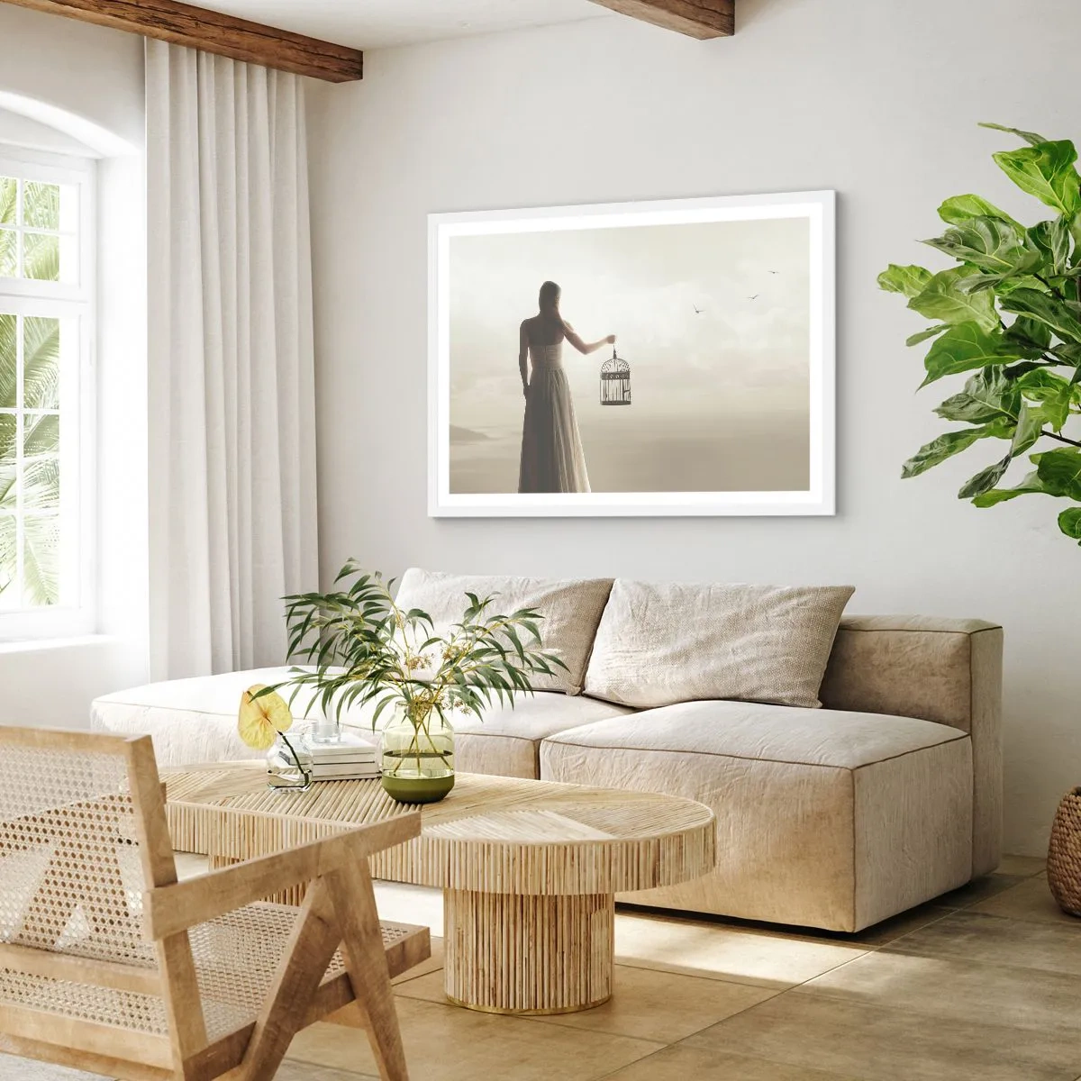 Poster în ramă albă - Fii liberă - 50x40 cm