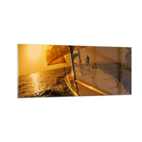 Tablou pe sticlă - O seară aurie după o zi multicoloră - 100x40 cm