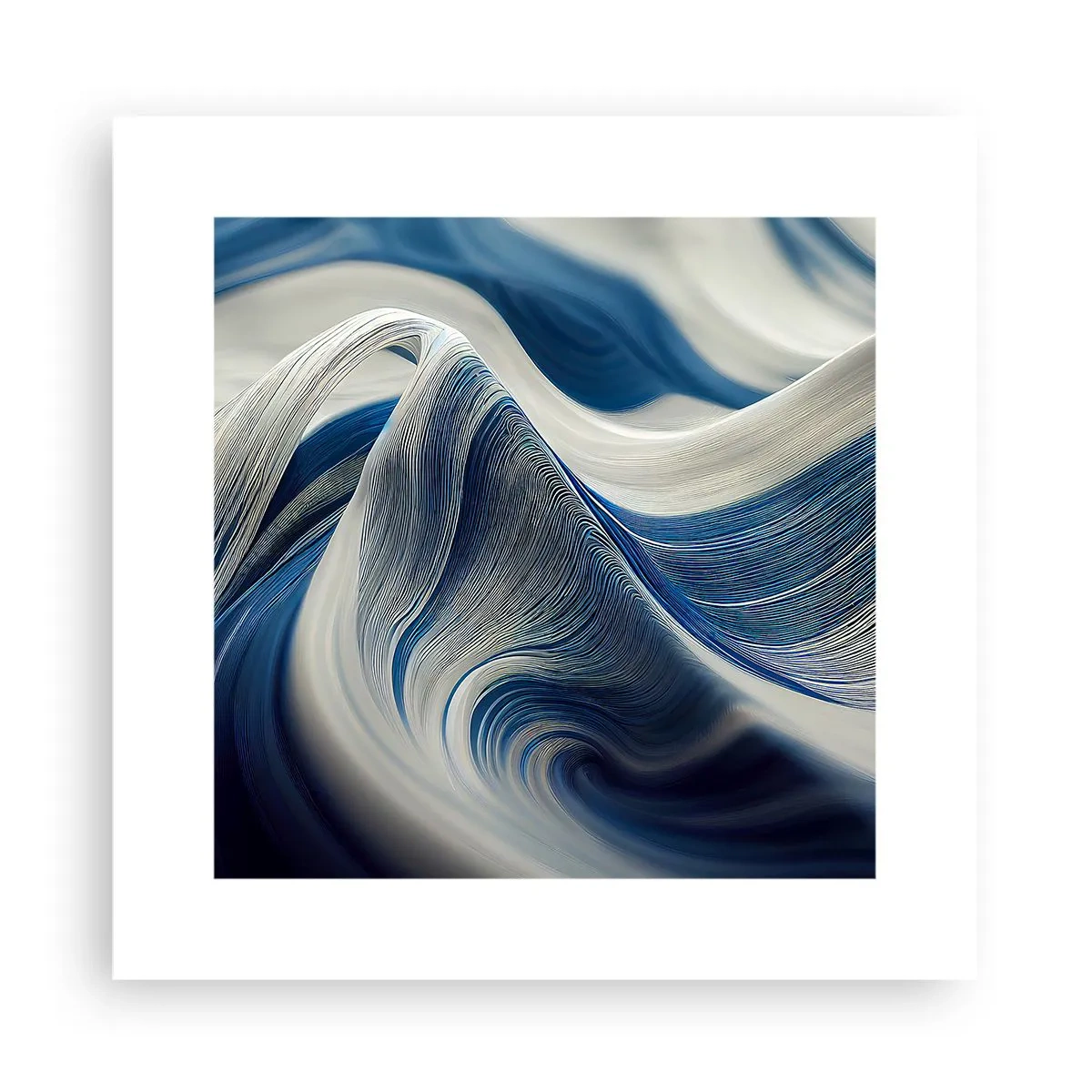 Poster - Fluiditate de albastru și alb - 30x30 cm