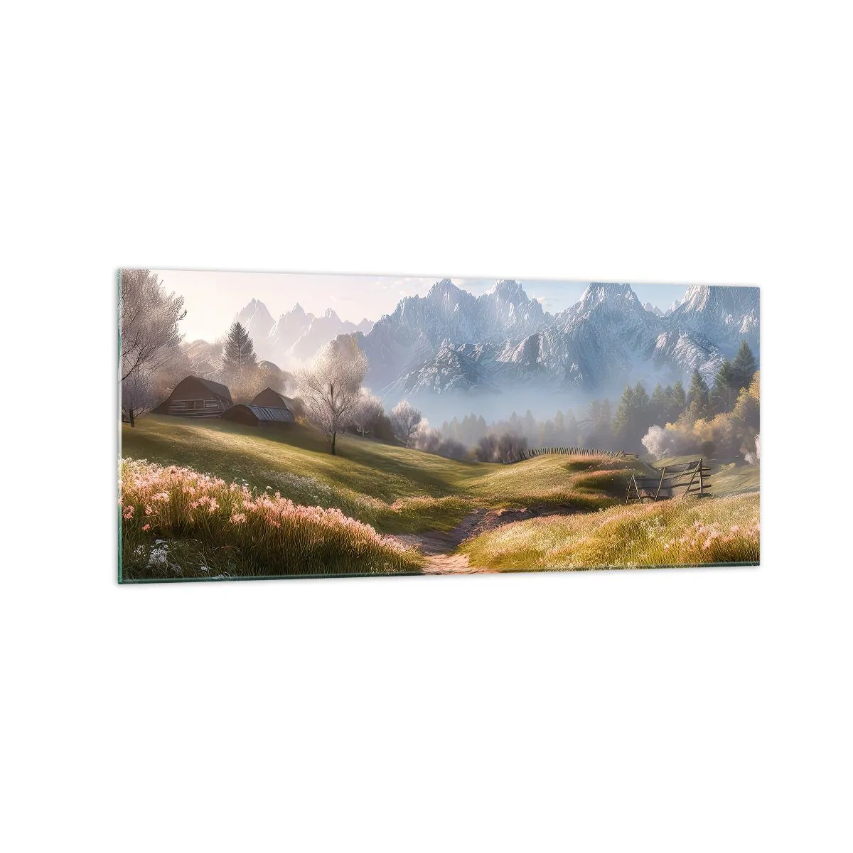 Tablou pe sticlă - Valea idilică - 120x50 cm