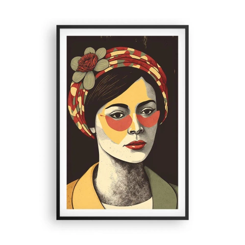 Poster în ramă neagră - Doamna coral - 61x91 cm