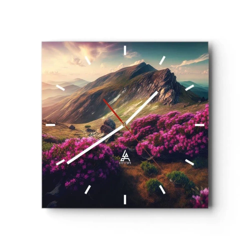 Ceas de perete - Ceas pe sticlă - Vara la munte - 30x30 cm